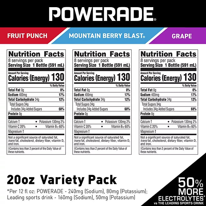 Powerade Variety 20 fl oz (Pack of 24)