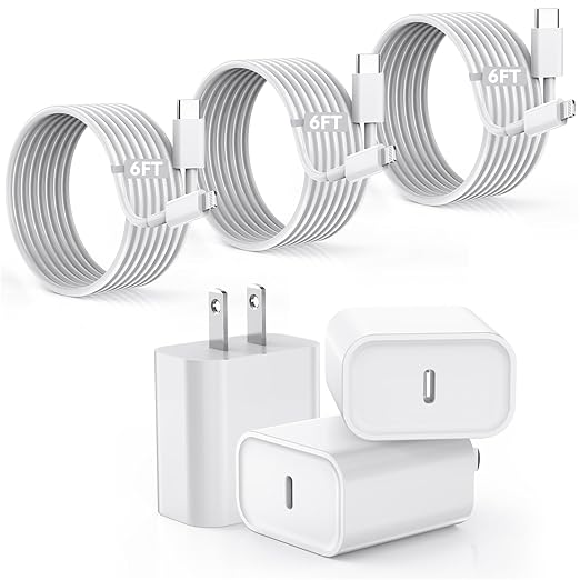 20W Type C to Lightning Charger Set (Pack of 6)