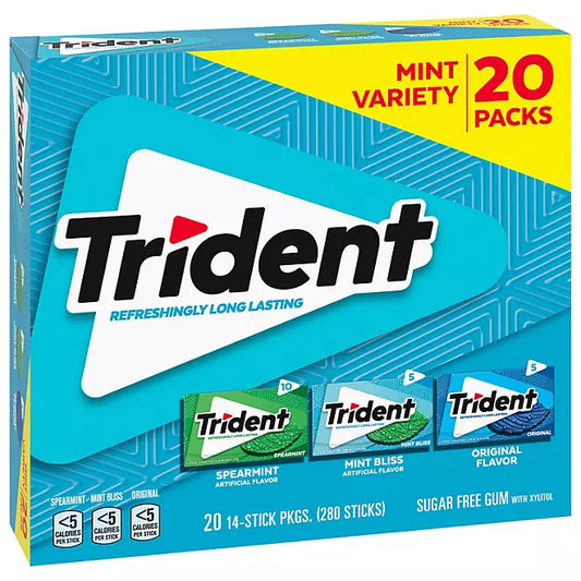 Trident Mint Variety Sugar Free Gum (Box of 20)