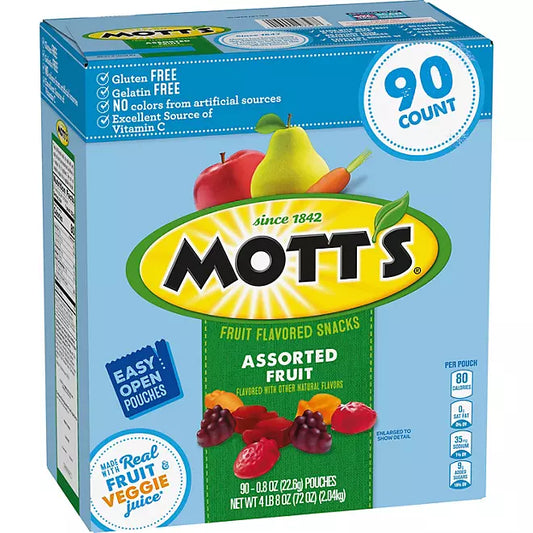 Mott's Assorted Fruit Snacks 0.8 oz (Box of 90)