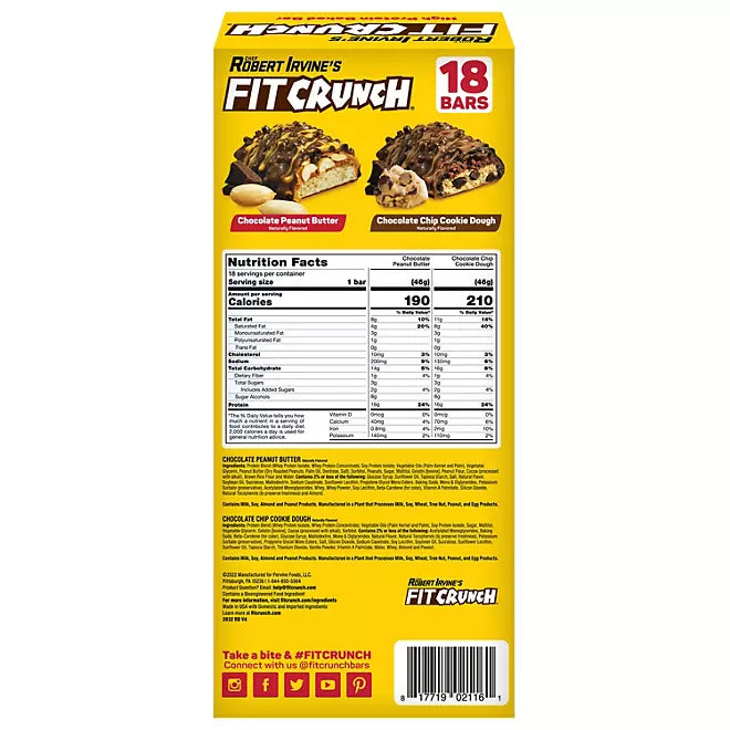 FITCRUNCH Protein Bars Variety 1.62 oz (Box of 18)