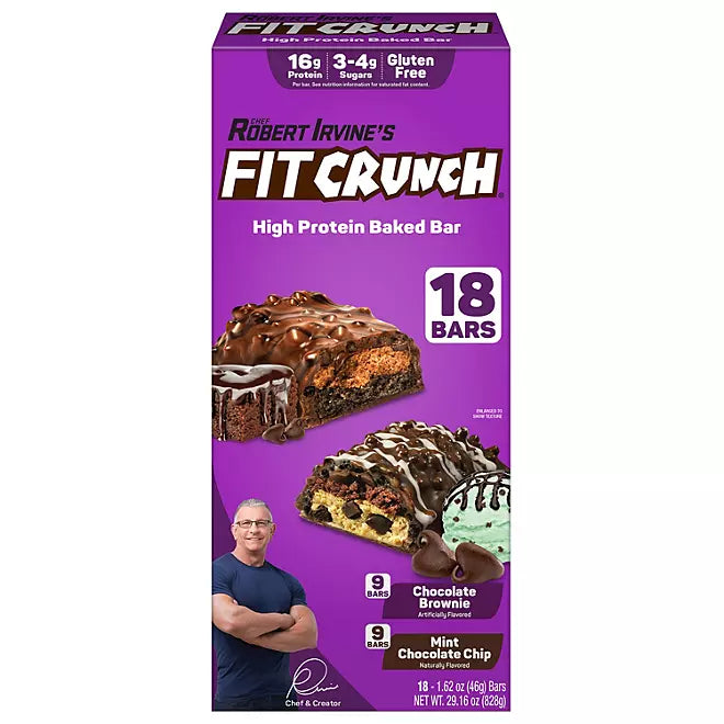 FITCRUNCH Protein Bars Variety 1.62 oz (Box of 18)