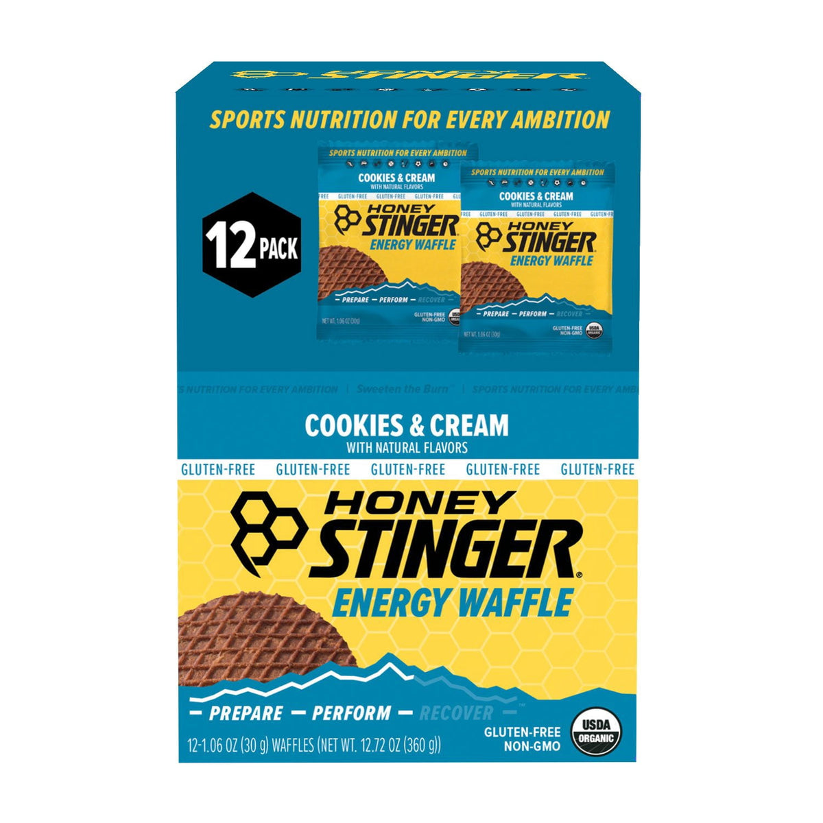 Honey Stinger Organic Gluten Free Cookies and Cream Waffle (Box of 12)