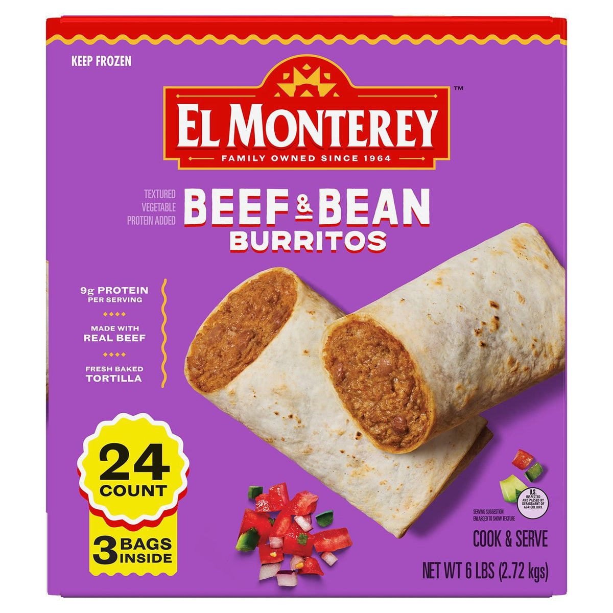 El Monterey Beef and Bean Burritos box