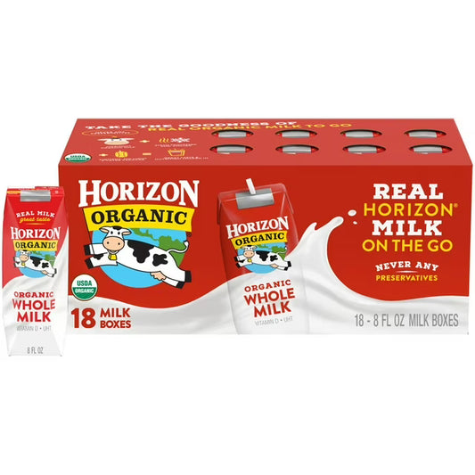 Horizon Organic Whole Milk 8oz (Box of 18)