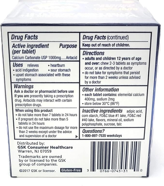 TUMS Chewable Tablets, Assorted Berries (Pack of 12)