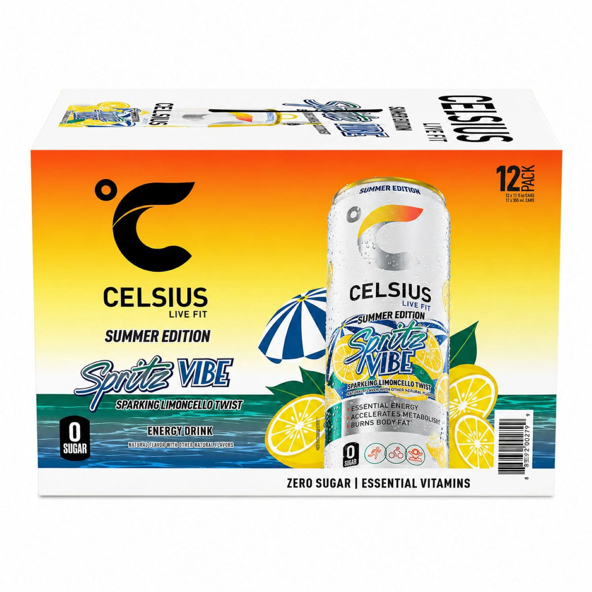 Celsius Summer Spritz Energy Drink 12 fl oz Box of 12