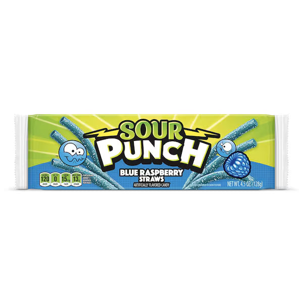 Sour Punch Straws Blue Raspberry 2oz (Box of 24)