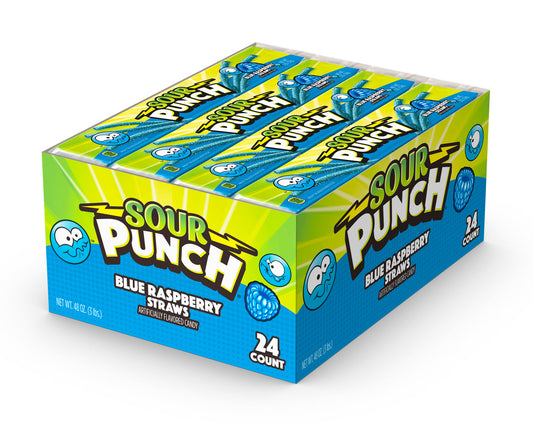 Sour Punch Straws Blue Raspberry 2oz (Box of 24)