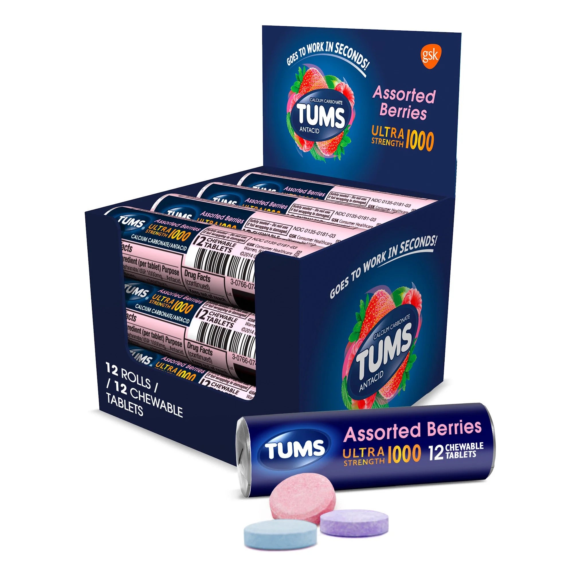 Tums TUMS Chewable Tablets, Assorted Berries (Pack of 12) – Bargain Bazaarr