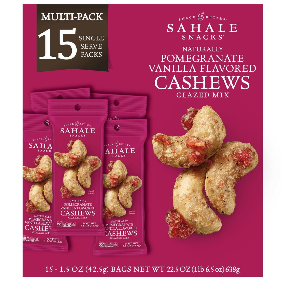 Sahale Snacks Pomegranate Vanilla Cashews 1.5 oz (Pack of 15)