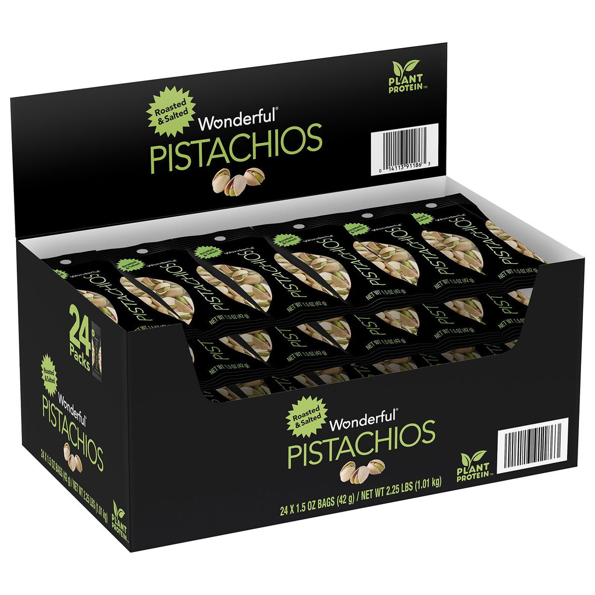 Wonderful Pistachios Roasted and Salted 24 pack box