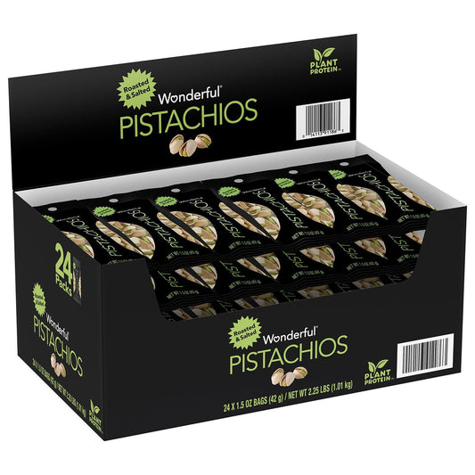 Wonderful Pistachios Roasted and Salted 24 pack box