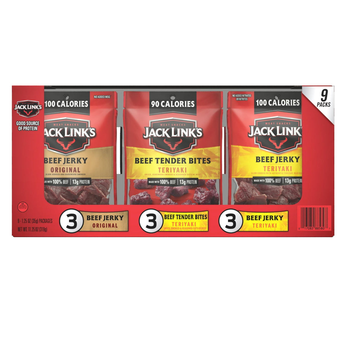Jack Link's Beef Jerky Variety Pack 1.25 oz (Box of 9)