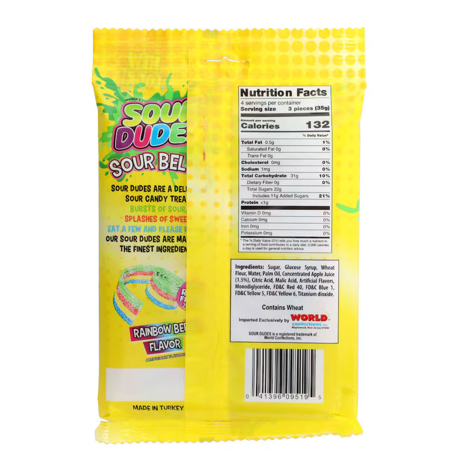 Sour Dudes Sour Belts 5oz (Pack of 12)