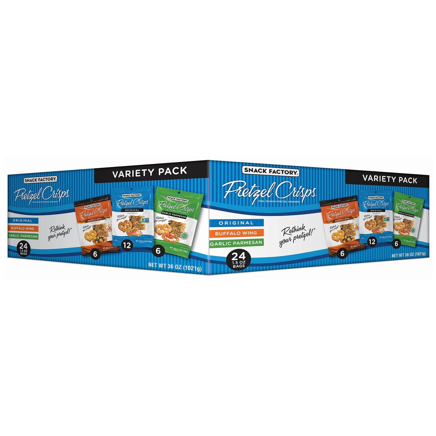 Snack Factory Variety Pack Pretzel Crisps box