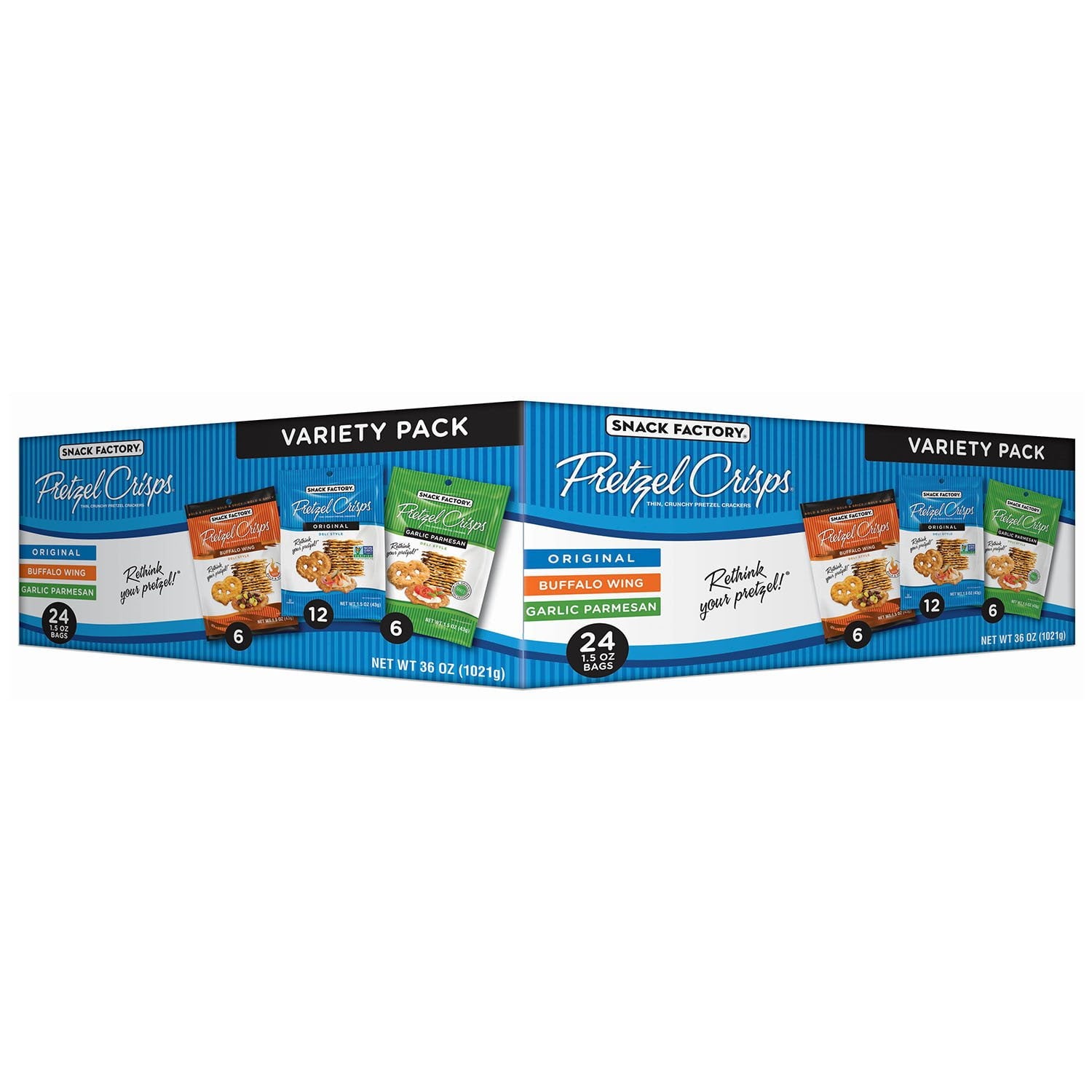 Snack Factory Variety Pack Pretzel Crisps box