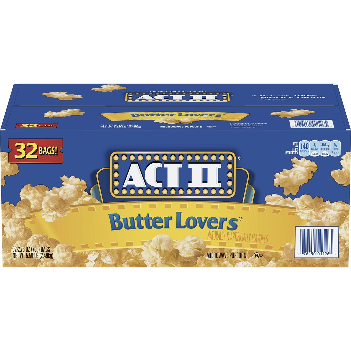 ACT II Butter Microwave Popcorn 2.75oz (Box of 32)