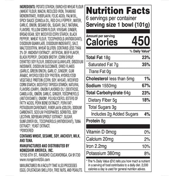 Nongshim Tonkotsu Ramen Bowl 3.56oz (Box of 6)