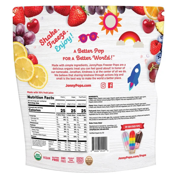 Jonny Pops Organic Freezer Pops 1.4oz (Pack of 48)
