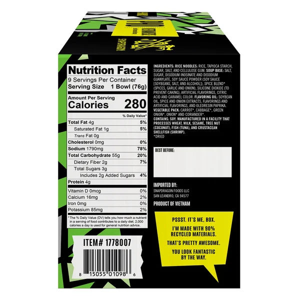 Snapdragon Vietnamese Pho Beef 2.7oz (Box of 9)